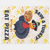 Save A Turkey Eat Pizza Funny Happy Thanksgiving Fleecedecke (Vorderseite (Horizontal))