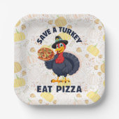 Save A Turkey Eat Pizza Funny Happy Thanksgiving Pappteller (Vorderseite)
