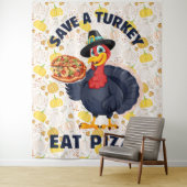 Save A Turkey Eat Pizza Funny Happy Thanksgiving Wandteppich (Beispiel)