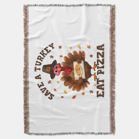 Save a Turkey Eat Pizza – Funny Thanksgiving Pizza Decke (Vorderseite Vertikal)