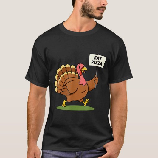 Save A Turkey, Eat Zza Funny Thanksgiving Design F T-Shirt (Vorderseite)