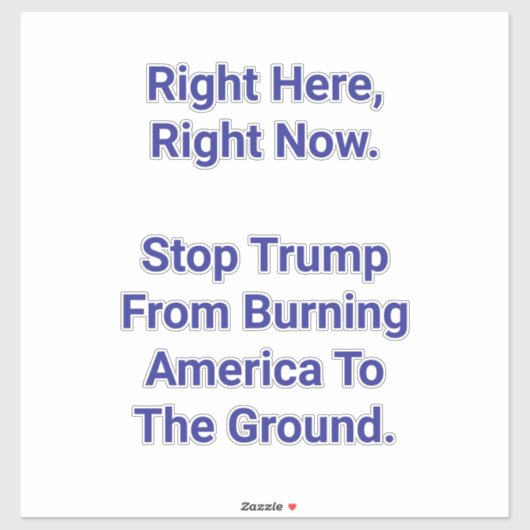 Save America From Trump Hankamer Artjunkhaus Peace Aufkleber (Blatt)