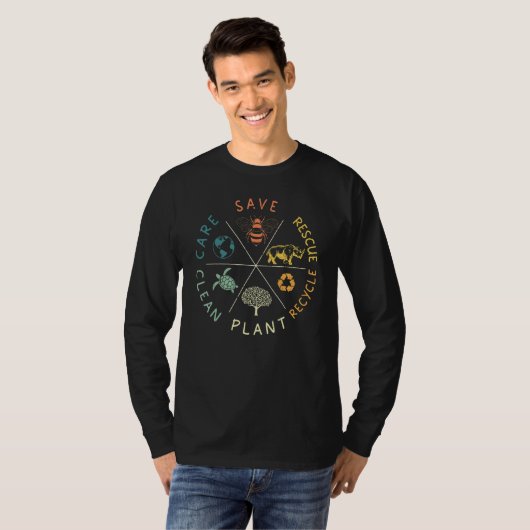 Save Bees Rescue Animals Recycle Plastic Earth Day T-Shirt (Vorne ganz)