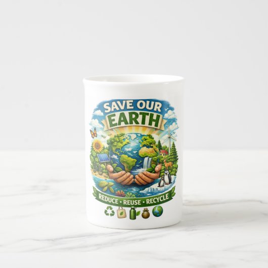 Save Our Earth Eco Friendly Design mug Porzellantasse (Vorderseite)