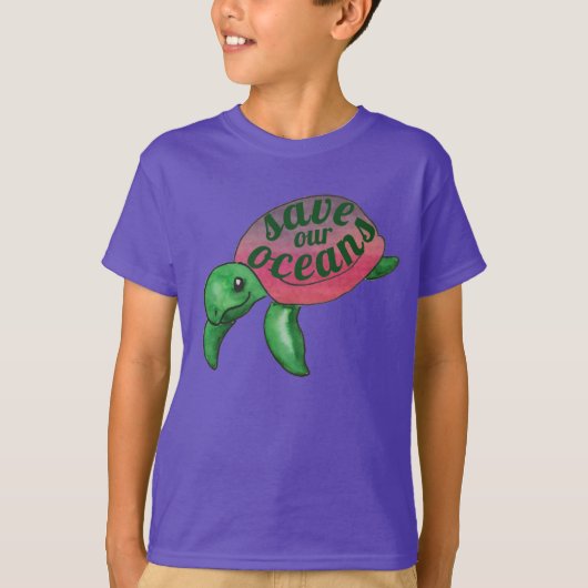 Save Our Oceans Purple Sea Turtle T-Shirt (Vorderseite)