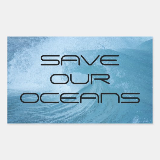 SAVE OUR OCEANS WAVE SURF CLIMATE CHANGE POLLUTION RECHTECKIGER AUFKLEBER (Vorderseite)