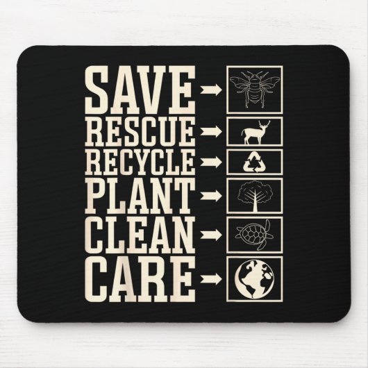 Save Rescue Recycle Plant Clean Care  Mousepad (Vorne)