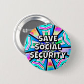 SAVE SOCIAL SECURITY (you may change the words) Button (Vorne & Hinten)