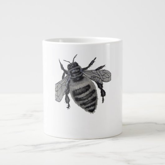 Save the Bees: Realistic Hand-Drawn Honey Bee Art Jumbo-Tasse (Vorderseite)
