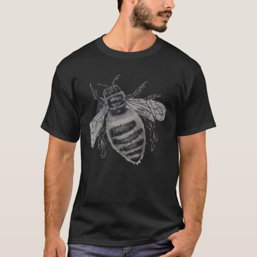 Save the Bees: Realistic Hand-Drawn Honey Bee Art T-Shirt (Vorderseite)