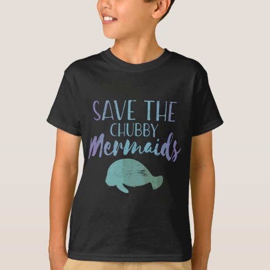 Save The Chubby Mermaid Cute Manatee T-Shirt (Vorderseite)