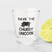 SAVE THE CHUBBY UNICORN RHINO SCHNAPSGLAS (Vorderseite)