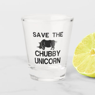 SAVE THE CHUBBY UNICORN RHINO SCHNAPSGLAS