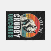 Save The Chubby Unicorns Funny Retro Rhino Animal Fleecedecke (Vorderseite (Horizontal))