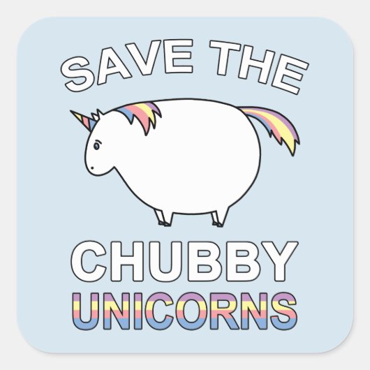 Save The Chubby Unicorns Quadratischer Aufkleber (Vorderseite)
