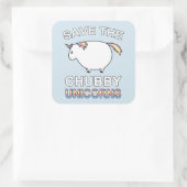 Save The Chubby Unicorns Quadratischer Aufkleber (Tasche)