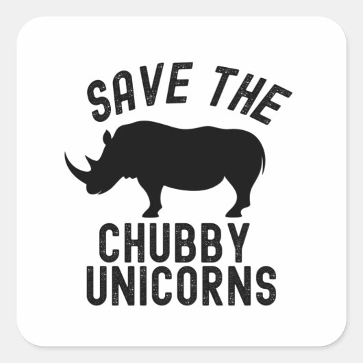Save The Chubby Unicorns Quadratischer Aufkleber (Vorderseite)