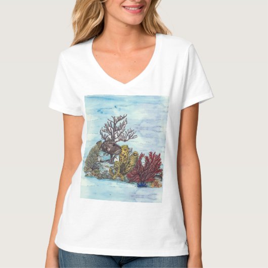 Save The Coral Reefs Handpainted T-Shirt (Vorderseite)