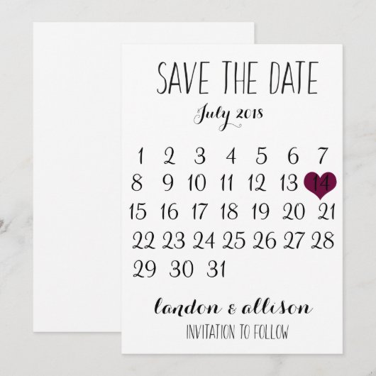 Save the Date (Vorne/Hinten)