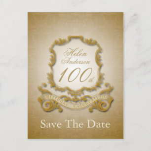 Save the Date 100. Geburtstag Personalisierte Post Ankündigungspostkarte