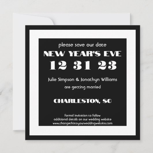 Save the Date 123123 Neujahr 23 Hochzeit (Rückseite)