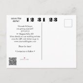 Save the Date 123123 Neujahr 23 Hochzeit Ankündigungspostkarte (Rückseite)
