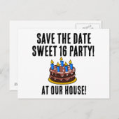 SAVE THE DATE 16 GEBURTSTAGLICHE EINLADUNGEN (Vorne/Hinten)