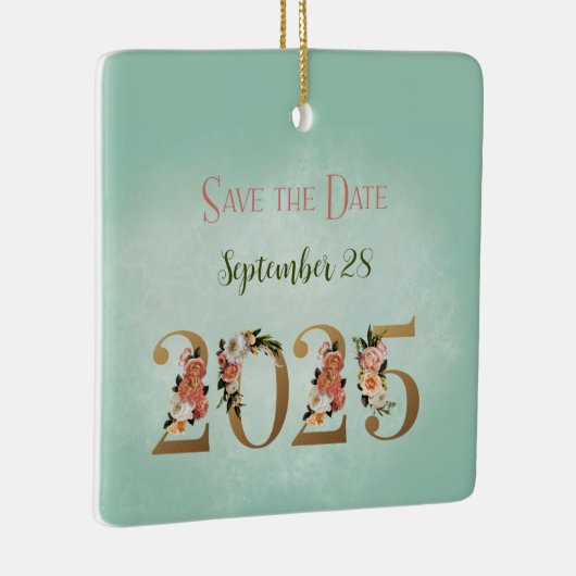 Save the Date 2025 Personalisierte Namen Datum V2 Keramikornament (Rechts)