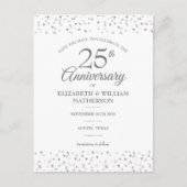 Save the Date 25th Anniversary Silver Love Hearts Postkarte (Vorderseite)