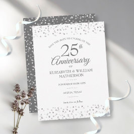 Save the Date 25th Anniversary Silver Love Hearts Postkarte