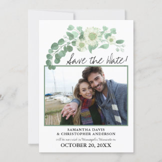 Save the Date 2 Fotos Eukalyptus Grüne Einladung
