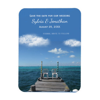 Save the Date 2 Stühle am Pier Magnet