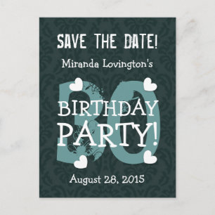 Save the Date 30. Geburtstag Party V30B AQUAMARIN  Ankündigungspostkarte