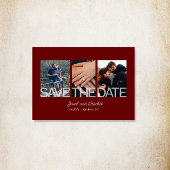 Save the Date 3-Foto Collage Red Burgundy Magnet