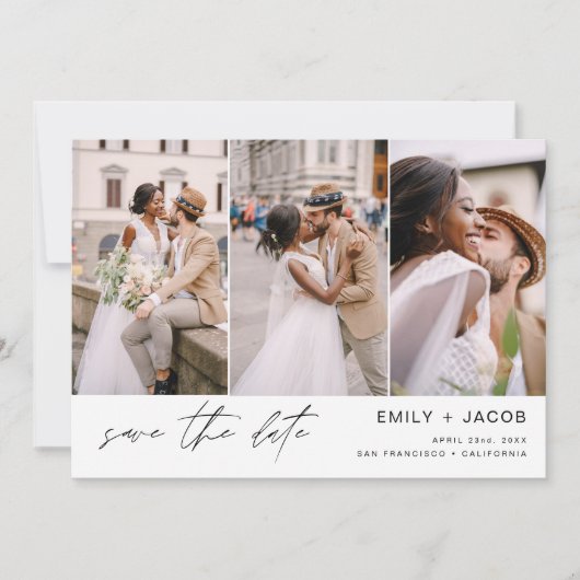Save the Date 3 Foto Elegant Editable Modern (Vorderseite)