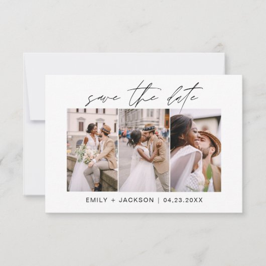 Save the Date 3 Foto Elegant Editable Modern (Vorderseite)