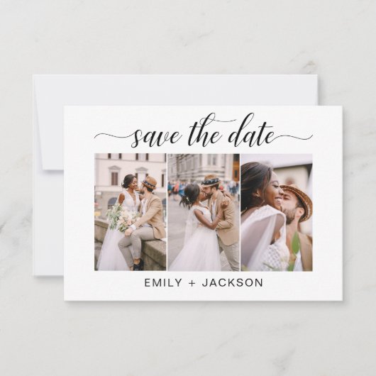 Save the Date 3 Foto Elegant Editable Modern (Vorderseite)