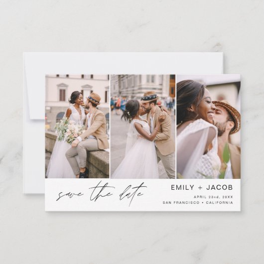 Save the Date 3 Foto Elegant Editable Modern (Vorderseite)