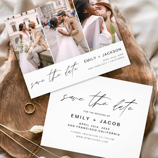 Save the Date 3 Foto Elegant Editable Modern Flyer