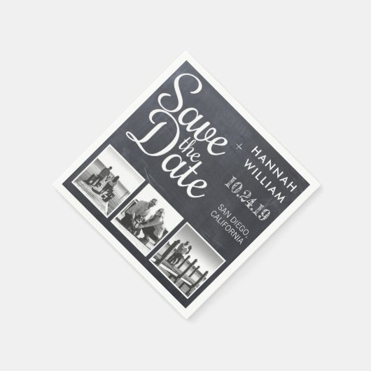 Save the Date 3 Foto-Kopfkartine Serviette (Ecke)