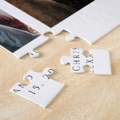 Save the Date 3 Foto Rose Gold Modern Script Puzzle (Seite)