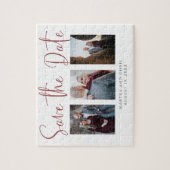 Save the Date 3 Foto Rose Gold Modern Script Puzzle (Vertikal)