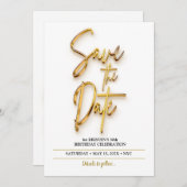 Save the Date 3d Text Einfach und Minimalistisch Einladung (Vorne/Hinten)