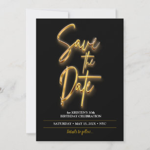 Save the Date 3d-Text Minimalistisch in Schwarz un Einladung