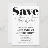 Save the Date 41. Geburtstagseinladung Schwarz-wei Einladung (Vorderseite)