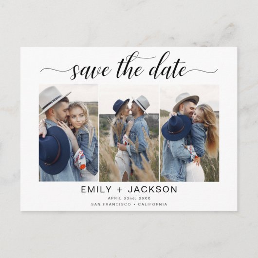 Save the Date 4 Foto Elegant Editable Modern Postkarte (Vorderseite)