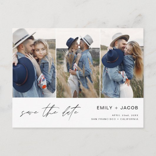 Save the Date 4 Foto Elegant Editable Modern Postkarte (Vorderseite)