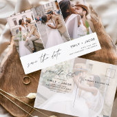 Save the Date 4 Foto Elegant Editable Modern Postkarte