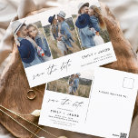 Save the Date 4 Foto Elegant Editable Modern Postkarte<br><div class="desc">Modernes und elegantes Landschaftsbild Horizontal Vier (4) Foto Save the Date Hochzeitsmagnet mit handgeschriebener Schriftzeichen. Der Save the Date einladende Magnet beinhaltet Skripttypografie und schick und schlichtes Design,  mit dem Sie Ihre individuelle Verlobung Fotografie hinzufügen können.</div>
