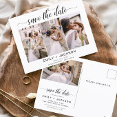 Save the Date 4 Foto Elegant Editable Modern Postkarte